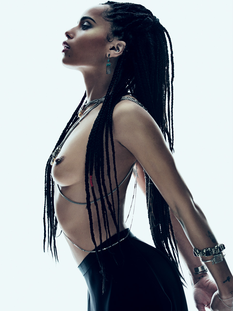 Exquisite Seductress Zoë Kravitz Goes Fully Topless in a Hot B&W Gallery