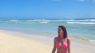 Dark-Haired Vixen Ivana Baquero Displaying Her Body on a Beach