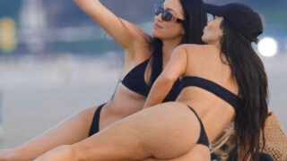 Mega-Slutty Kim Kardashian Snapping Selfies and Having Fun in a Bikini