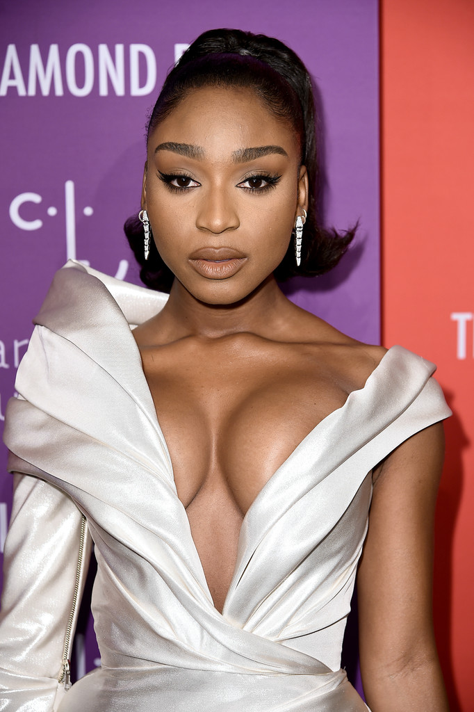 Seductive Gal Normani Kordei Emphasizing Her Colossal Cleavage in a Dress