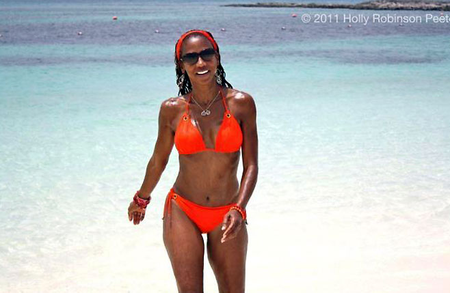 Holly Robinson Peete orange bikini