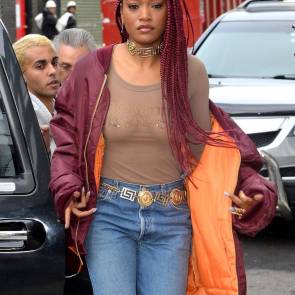 keke palmer taking of her jacket to show tits