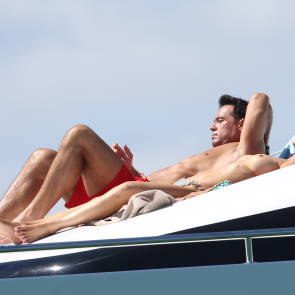 Joanna Krupa with boyfriend sunbathing