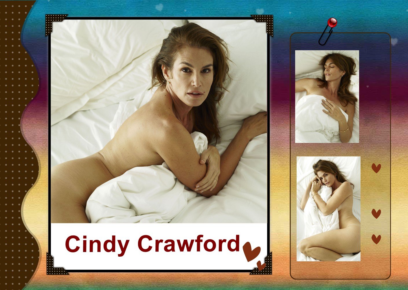 Naked Cindy Crawford Showing Her Mature Boobies in Bed (3 Photos)
