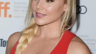 Chesty Blonde Abbie Cornish Showing Her Cleavage in a Sexy Dress