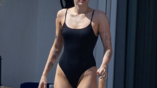 Breathtaking Miley Cyrus Showing Her Wonderful Body in a One-Piece Swimsuit