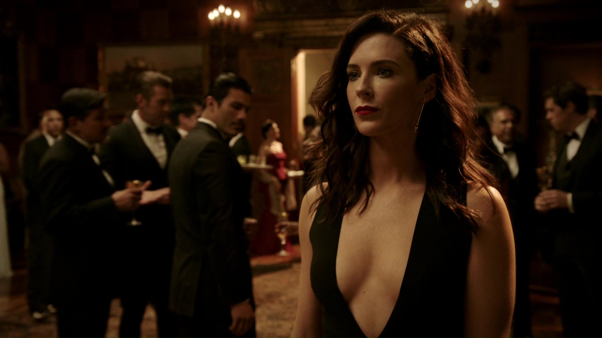 Brazen Bridget Regan Displaying Her Cleavage in a Slutty Gown