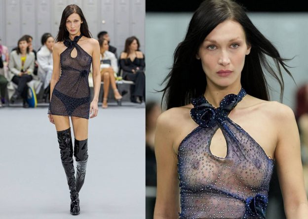 Bella Hadid Naked Tits At Pars Fashion Week 2022