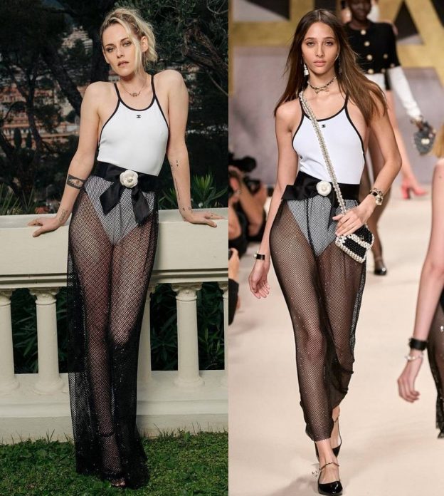 Kristen Stewart Sexy Legs In See Through Chanel Outfit